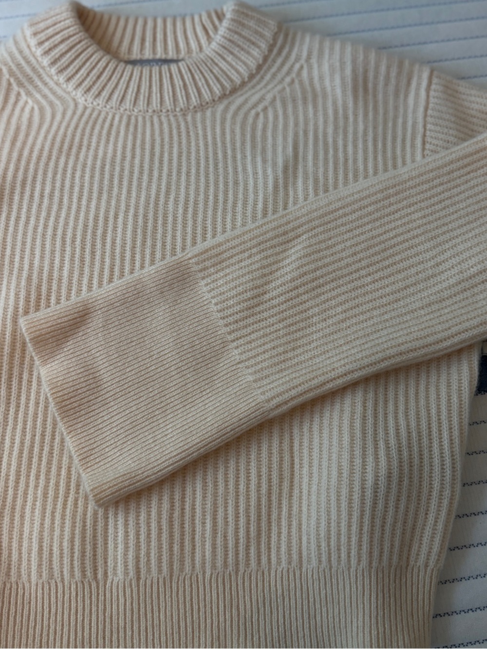 J.Crew Cream Cashmere Ribbed Crewneck Sweater